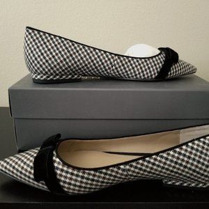 New A.T. Bow Plaid Flats, Size 8-1/2